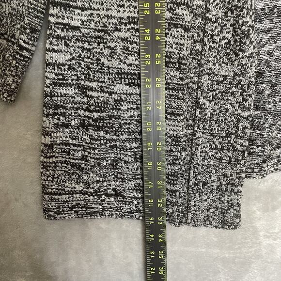 AB Studio Cardigan Womens XL Sweater Black White Knit Open Front Cozy Lagenlook - Picture 5 of 9
